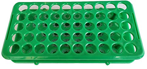 MUHWA Reagenzglasständer mit Silikon-Pads, 50 Positionen, 18 mm, Polypropylen, Grün