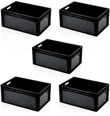 5x Eurobehälter 60x40x27 schwarz * Eurobox 60 x 40 x 27 Euro Box Behälter Lager stapelbar