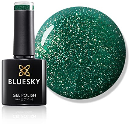 Bluesky Gel Nail Polish, Mistletoe Magic, Green Glitter, Long Lasting, Chip Resistant, 10 ml (Requires Drying Under UV LED Lamp)