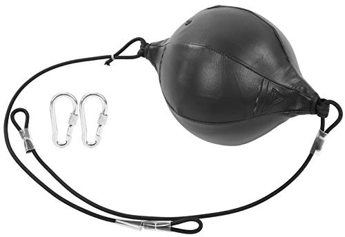 Ensemble de Boxe à Double extrémité, Balle de Frappe à la Vitesse de Frappe Boxe en Cuir PU Poire Muay Thai Sac de Frappe pivotant pour l'exercice(Noir)