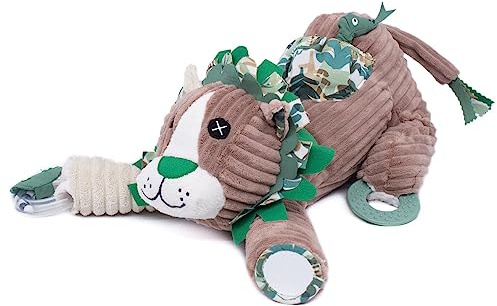 LES DÉGLINGOS Aktivitätsspirale für Babys • Jélékros der Löwe | ultraweiches Gewebe | Spielzeug für Säuglinge | Kuscheltier mit Sound und Touchscreen | geeignet ab der Geburt | recycelte Füllung