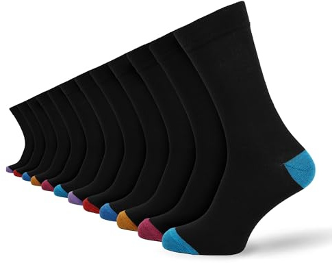 Socksmad Men’s 12-Pack Cotton-Rich Work Socks - Soft, Breathable, Durable Everyday Wear with Reinforced Heel & Toe, All-Day Comfort, Secure Fit, Odor Control, Stay Fresh - Designed in England (SM1861)