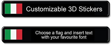 labelbike 2 Adesivi Etichette 3D Personalizzabili Bandiera + Nome | Protezione in Resina, Antigraffio, Decorazione, Impermeabile, per Moto, Casco, Bici, Auto, 2x13.5 cm