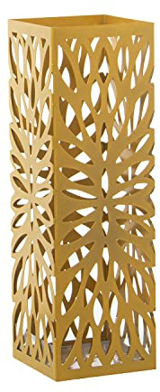 Paraguero Cuadrado de Metal en Dorado 15,5x15,5x49cm