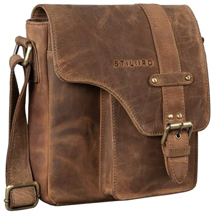 STILORD Umhängetasche aus Leder braun - Schultertasche - Vintage Ledertasche für Männer - Herren Messenger Bag Nino