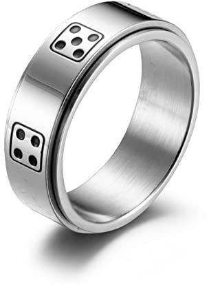 BCughia Anxiety Ring Spin, Verlobungsring Silber Edelstahl Würfel Dreh Ring Schmuck Versprechen Geschenke Männer Größe 65(20.7)