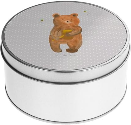 Mr. & Mrs. Panda Blechdose rund Bär Honig - Geschenk, Lunchbox, Verliebte, Teddy, Freund, Vorratsdosen mit Deckel, Blechdosen mit Deckel,
