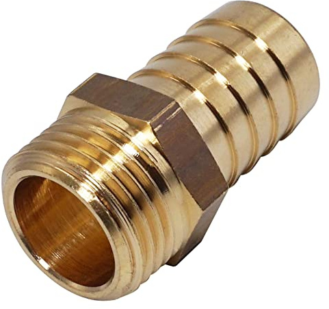 SKIR'CO (1 unidad) rosca macho de latón de 1/2 pulgadas x 18 mm, adaptador de púas de manguera, conector de cola de manguera, rosca BSP