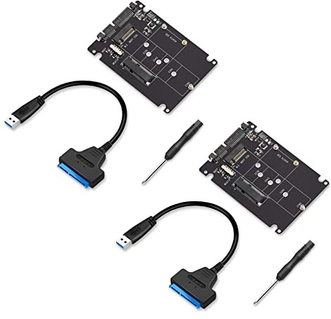BRIUERG 2X M.2 NGFF o MSATA a SATA 3.0 Adattatore USB 3.0 a 2.5 SATA 2 in 1 Convertitore Reader Card con cavo