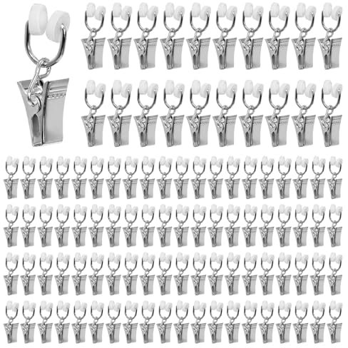 ZHIYUQL® 100 Stück Gardinenhaken für Schienen, Vorhang Haken Gardinenröllchen für Schiene, Riemenscheibe Vorhang Clip für T-Schienen