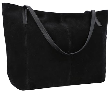 Sienna Z. Shopper Handtasche Umhängetasche Riementasche Schultertasche Unitasche Bag Shopping Tasche Ledertasche Damen Schwarz Leder