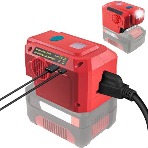 TPDL 200W Batteriewechselrichter für Einhell 18V Batterie DC 18V AC 220V Konverter Adapter mit USB Typ-C LED Arbeitslicht 200LM