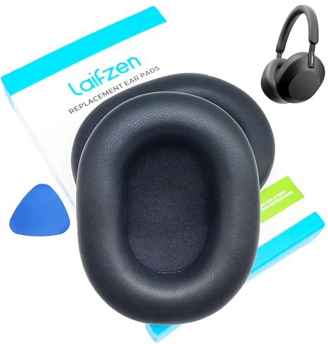 Lambskin XM5 Earpads for Sony WH-1000XM5 Headphones Replacement 1000 XM 5 Real Sheepskin Leather Ear Pads Cushions Earmuffs Cups Covers (Black)