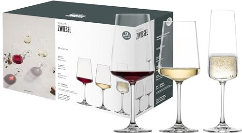 SCHOTT ZWIESEL MioVino Lot de 12 verres et flûtes modernes en cristal Tritan, lavables au lave-vaisselle, fabriqués en Allemagne (n° d'article 124072)