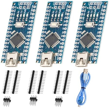 Nano V3 Board Mini USB with Cable, AYWHP 3PCS Nano Board MEGA328P, CH340G Chip 5V 16M, Microcontroller Compatible with Arduino Nano V3 (Mini USB Port)
