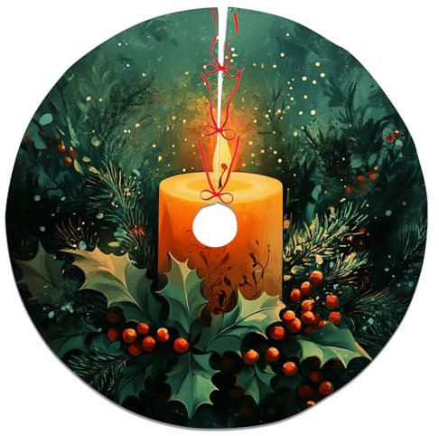 Weihnachtskerzen-Weihnachtsbaum-Rock, warme goldene Dekoration für den Winter, Heimdekoration, festliche saisonale Party, drinnen und draußen, 122 cm