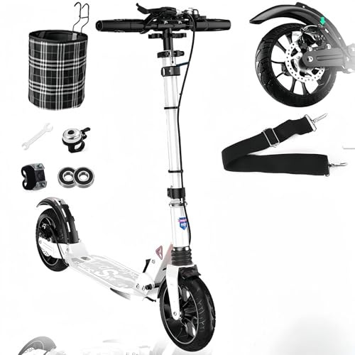Cityroller Erwachsene Big Wheel Scooter mit Doppelbremse, Doppelfederung Zuladung 150KG, Jugend-Erwachsenenroller Stylischer Pendler-Klapproller A