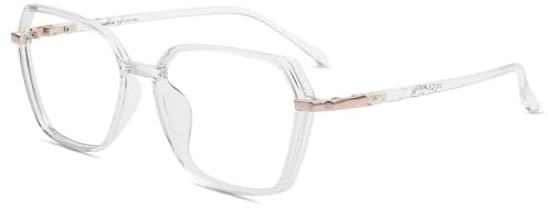 firmoo Blaulichtfilter Brille ohne Sehstärke für Damen Herren Großer Quadratische Computerbrille Blaulicht UV Schutzbrille Entspiegelte Nerdbrille
