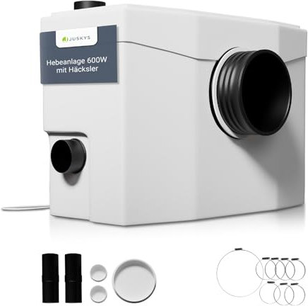 Juskys Stazione di Sollevamento 600 W - Pompa Acque Reflue con Trituratore Mini Stazione fino a 7 m Pompa di Scarico Domestica per Doccia WC