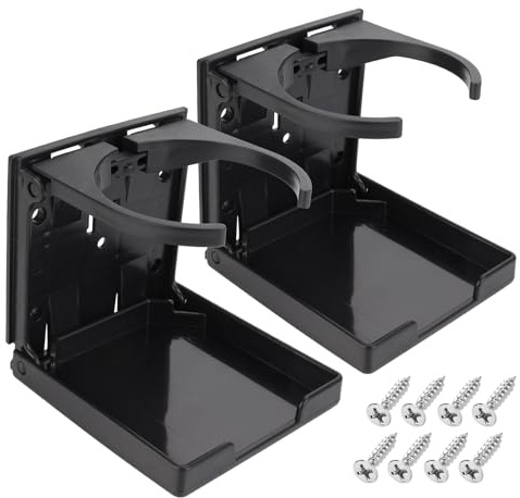 2 portavasos plegables ajustables para botellas de agua para automóviles, se adapta a la mayoría de tamaños de botellas, con tornillos y cintas, para coche, camión, caravana, barco, furgoneta,