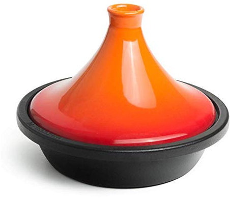 Cast Iron Moroccan Tagine Pot, Casserole Dishes with Lids Lead Free Cooking Tagine, Enameled Cast Iron Tagine Pot with Ceramic Lid 10.6 Tagine Cooking Pot (Orange)