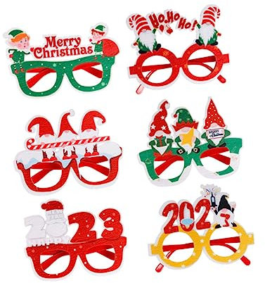 Ciieeo 3 Sätze 2023 Weihnachtsbrille Lustige Brille Brillengestell Begeisterte Sonnenbrille Weihnachtsdeko Faschingsbrille Weihnachtsfilzgläser Brillenfassungen Plastik 6 Stück * 3
