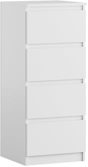 SoDREAMER Kommode mit 4 Schubladen | Weiß 40 cm Ideal für Schlafzimmer, Wohnzimmer, Kinderzimmer und Büro | Geräumige Kommode| Modernes Design | 40 x 97 x 40 cm
