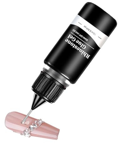 Colle strass pour ongles - Forte adhérence des ongles - Colle à pierre précieuse transparente - Formule de colle gel avec pinceau à pointe fine pour fixer des cristaux d'ongles - Charme décorations de