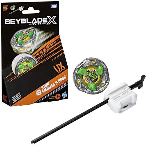 BEY BLADE X Stun Medusa 9-60GB UX Starter Pack Set with Takara Tomy Stamina Type Top and Launcher, Battling Tops Game Toys, Ages 8+