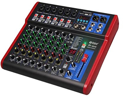 DJ Mixer Controller 8 Channel Mixer Audio Interface For DJ Mixing Console Controller Karaoke Recording Studio With 99 DSP Digital Effects for Streaming/Podcasting/Gaming, Phone, Computer