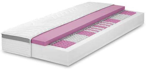 Sleezzz Diamond Ergonomische Taschenfederkernmatratze, 7-Zonen, H2/H3 Härtegrad 23 cm Höhe, 1000 Tonnentaschenfedern, Wendematratze mit Klimaband und Mikrofaserbezug (80 x 200 cm)