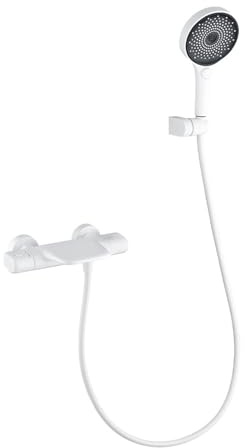 XJTNLB Duschthermostat Armatur Badewanne Wasserfall Badewannenarmatur Weiß Wandmontage Mischbatterie Badewanne mit Anhebbare Duschstange