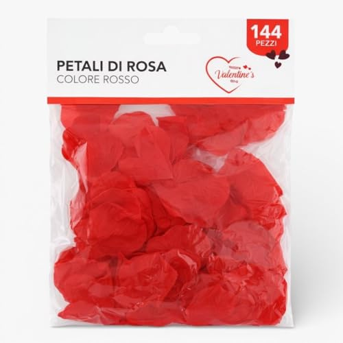 PinoLab Petali di Rosa Finti Rossi – 144 Pezzi per Decorazioni Romantiche, Letto e Camera – Ideali per San Valentino, Matrimonio e Anniversario – Petali Artificiali Realistici