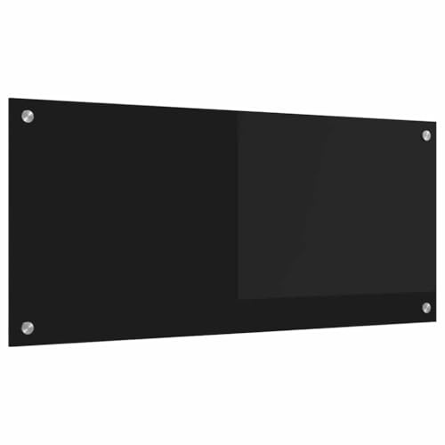 Mokuyary Kitchen Protector 90 x 40 cm Tempered Glass Kitchen Splashback Plate Black