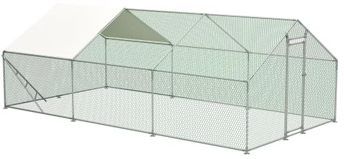 Hühnerstall XXL Freilaufgehege 3x6m Großgehege Voliere mit Klettergerüst, verzinkter Stahlrahmen, wasserdichtes PVC-Dach & Sicherheitstür – Riesengehege für Hühner, Gänse, Enten & Kleintiere