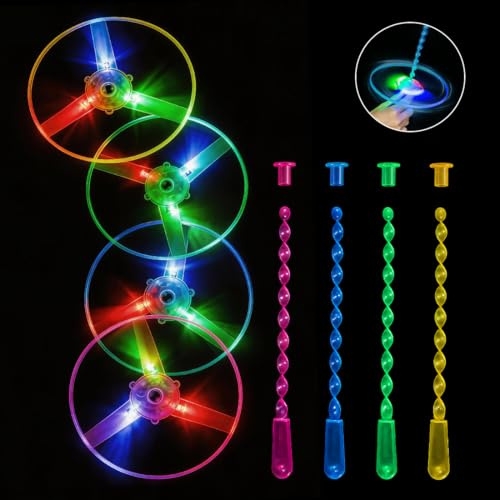 Meleager Juguete de Disco Volador, Propulsores Voladores Luminosos, 16 Piezas Juguete Exterior para Niños, lanzadores y Discos, Ideal para Verano, Cumpleaños, Regalos para Invitados Fiesta Infantil
