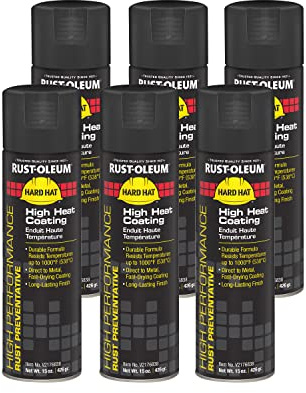 Rust-Oleum V2176838 High Performance V2100 System High Heat Spray Paint, 20-Ounce, Black, 6-Pack