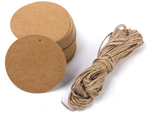 Phenovo Runde Geschenkaufkleber Geschenkanhänger Geschenk Umbauten Aufkleber Kraft Papier Leer Karte Hand Zeichnen Sie 100 Stück braun