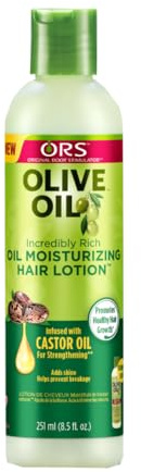 ORS Olive Oil Loción Hidratante 251 ml – Loción hidratante nutre con aceite de coco, cardo y ricino, promueve el crecimiento del cabello, fortalece y alisa el cabello