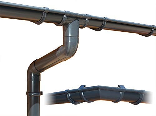 Kit gouttière PVC pour quatre versants | GD16 | disponible en 4 couleurs | Idéal pour votre abri ou chalet de jardin ! (Kit complet circonférence jusqu'à 21.00 m, Anthracite)