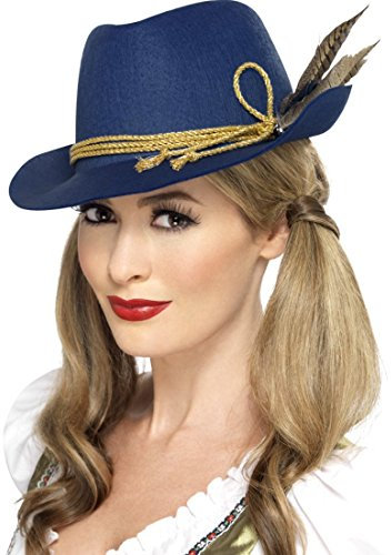 NET TOYS Trachtenhut Oktoberfest Hut mit Feder blau Bayernhut Tirolerhut Oktoberfesthut Wiesn Kostüm Zubehör Bayern