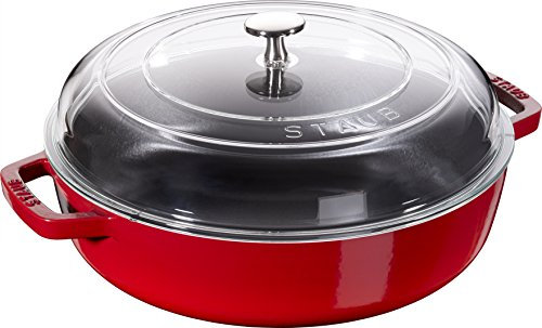 Staub Cast Iron Sauté Pan, Cherry Red, 33 x 26 x 12 cm