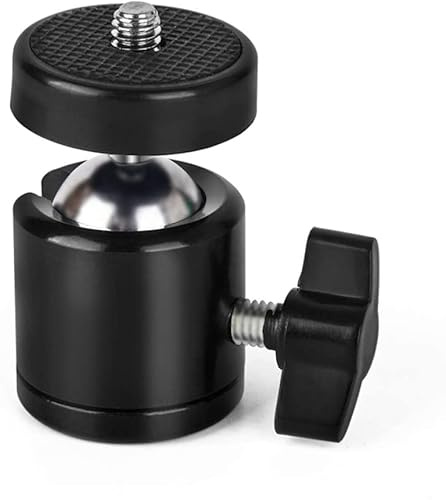 Support de tête avec vis pour caméra Reflex, Mini tête de Boule de trépied pour Appareil Photo Reflex numérique, Rotatif à 360 degrés, avec Base filetée de 1/4 Pouces, pour Reflex numérique
