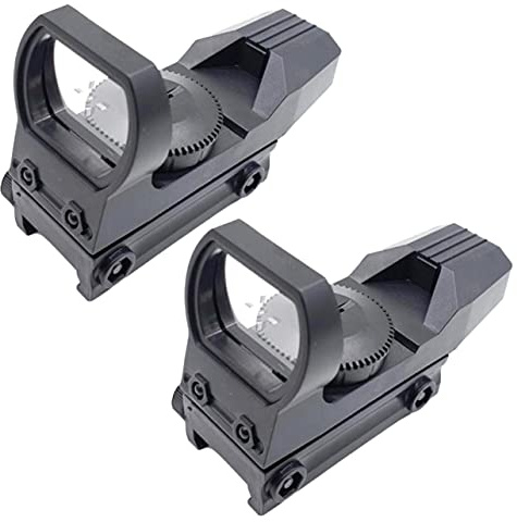 RimFly Holographic Sight Pack di 2 Telescopici Airsoft Green Dot Arma Arma 20 mm Range Gun tattico bersaglio regolabile con Laser Rails Reticle Shotgun e Sport Shell