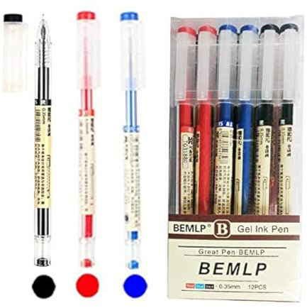 Gel-Tintenroller, extra feine Spitze, Kugelschreiber, flüssige Tinte, Tintenroller, 0,35 mm, hochwertig, schnelltrocknend, für japanisches Büro,Schule,Schreibwaren,12 Packungen(4schwarz,4blau,4rot)