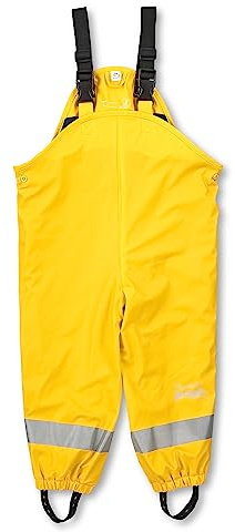 Sterntaler Regenhose gefüttert uni - Kinder Regenhose wasserdicht - Unisex Matsch- und Buddelhose mit verschweißten Nähten und elastischen Hosenträgern - Regenbekleidung warm - mattgelb, Größe 104