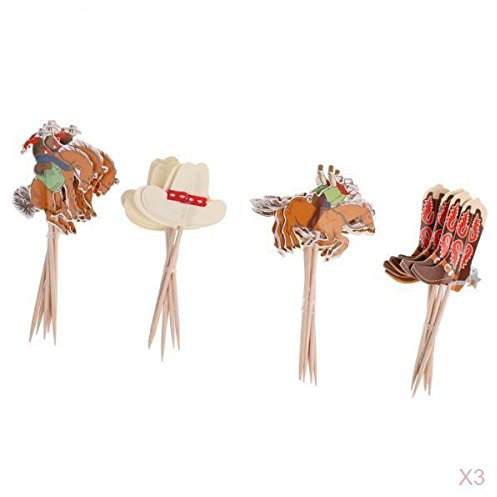 harayaa 72 Pieces Cake Topper Cowboy Boots Hat Horse Ornament Party