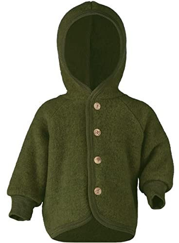 Engel Natur - 100% wol-fleece vestje-jasje - Bosgroen (Riet) maat 50-116