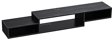 FABATO 59 Floating TV Stand with Power Outlet Wall Mounted Media Console Cabinet Shelf Under TV for Cable Box Audio Video Black