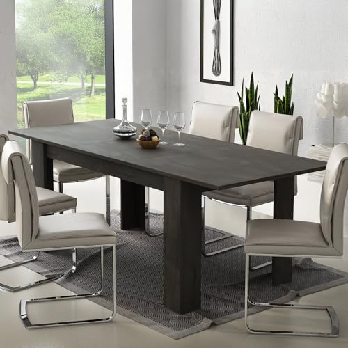 Dmora Sala da Pranzo Estensibile, Consolle allungabile, Tavolo Moderno con allunghe, cm 140/200x88h75, Colore Grigio Cenere